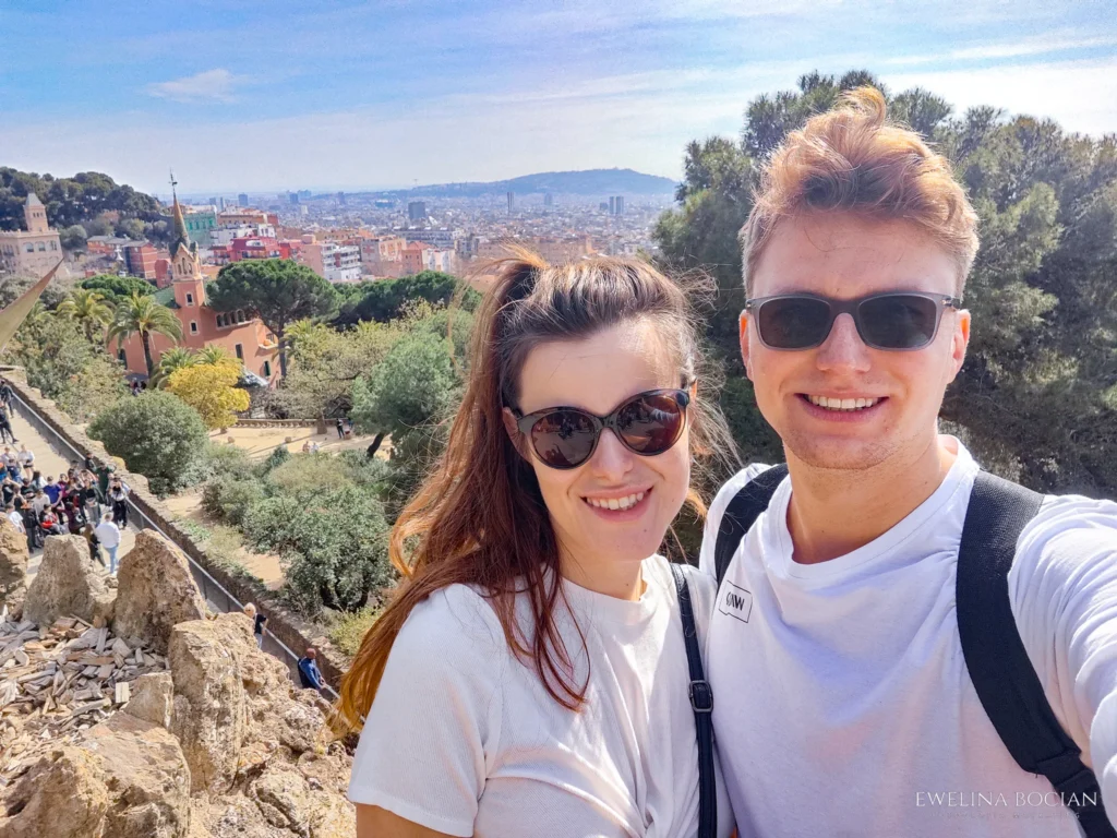 Couple overlooking the city of Barcelona